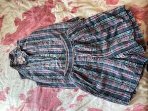 Punch Vintage Plaid Seersucker 2-Piece Set Sleeveless Top & Shorts Size L